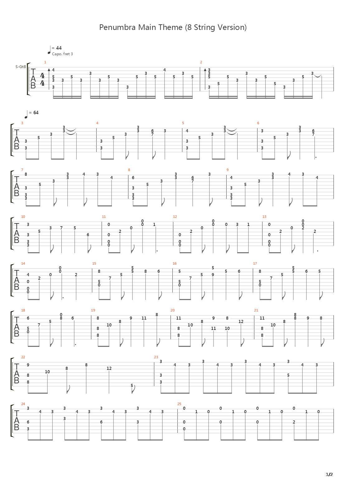 Penumbra  Overture(半影序曲) - Main Theme吉他谱