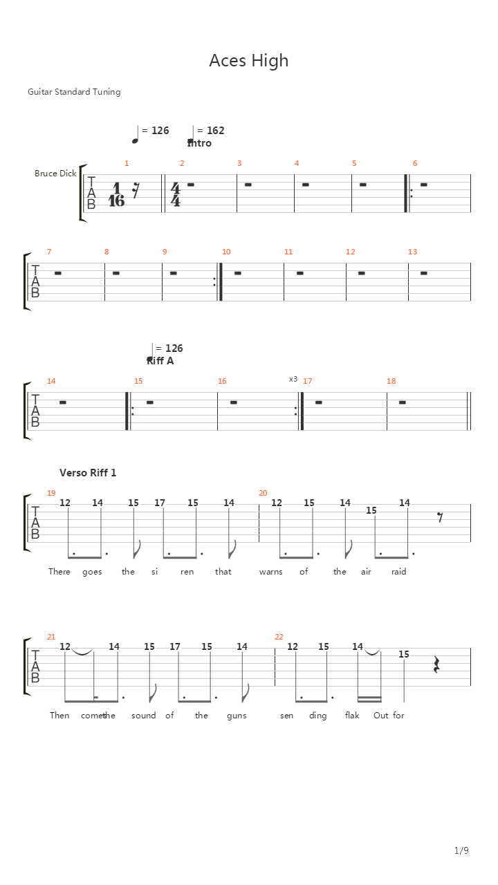 Aces High吉他谱