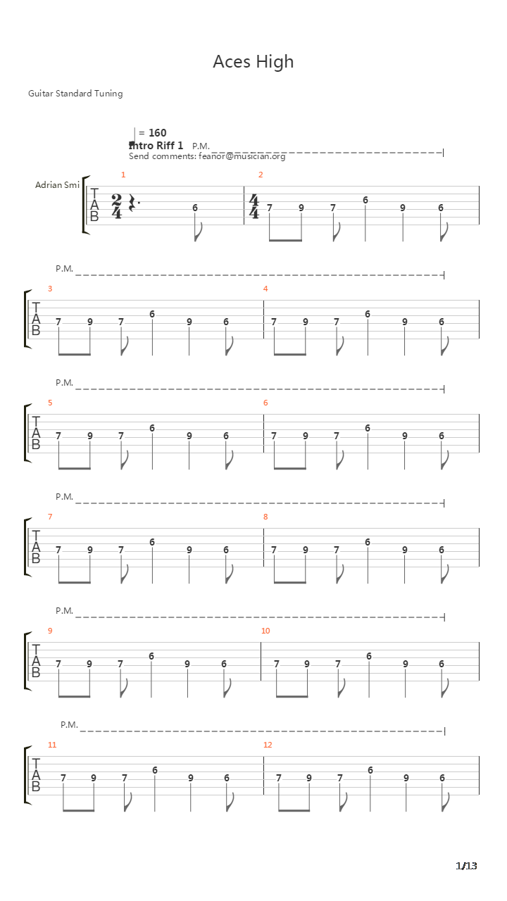 Aces High吉他谱