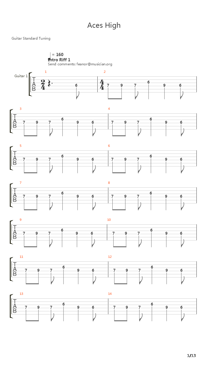 Aces High吉他谱