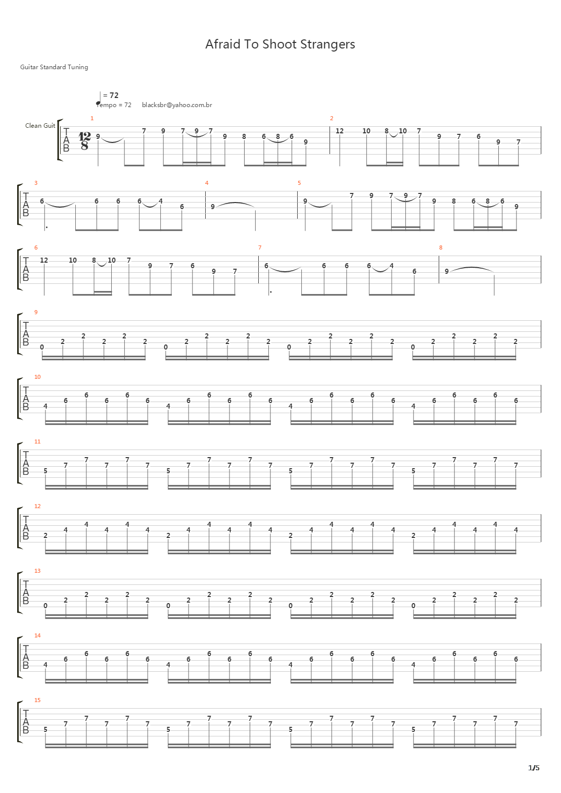 Afraid To Shoot Strangers吉他谱