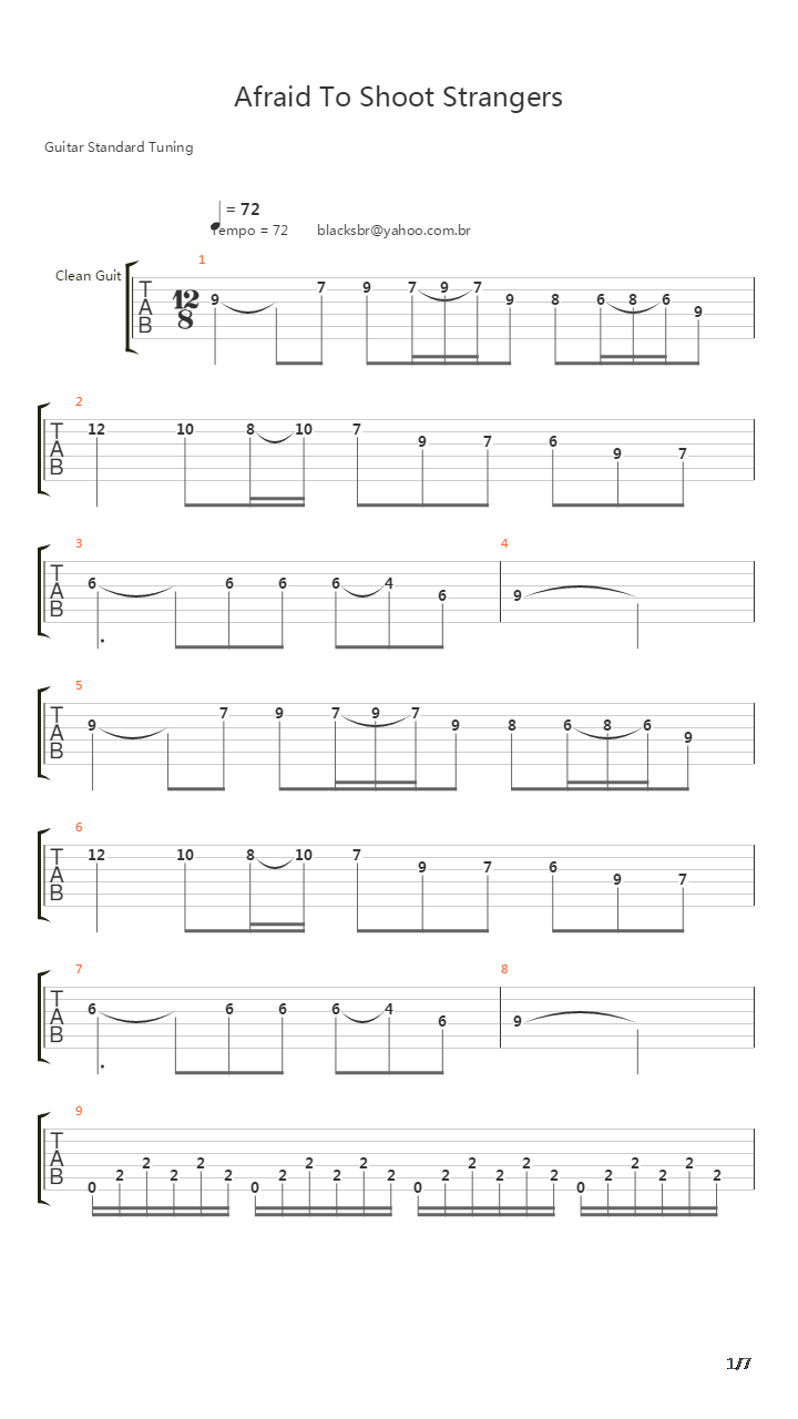 Afraid To Shoot Strangers吉他谱