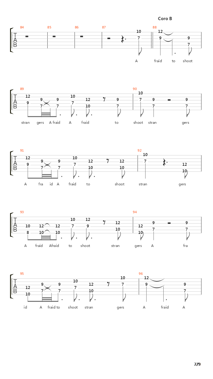 Afraid To Shoot Strangers吉他谱