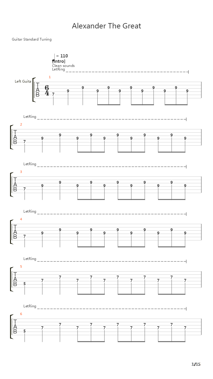 Alexander The Great吉他谱