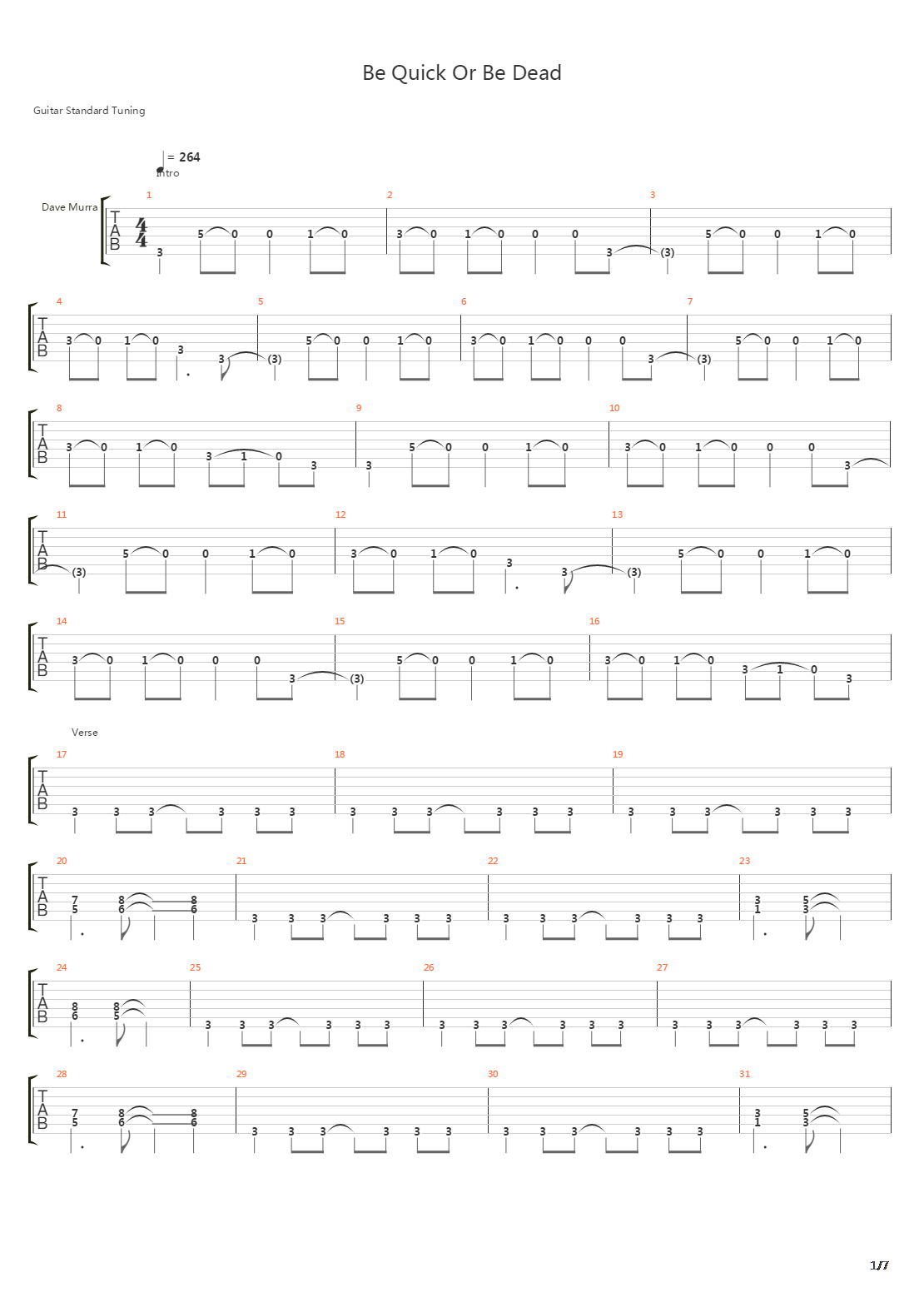 Be Quick Or Be Dead吉他谱