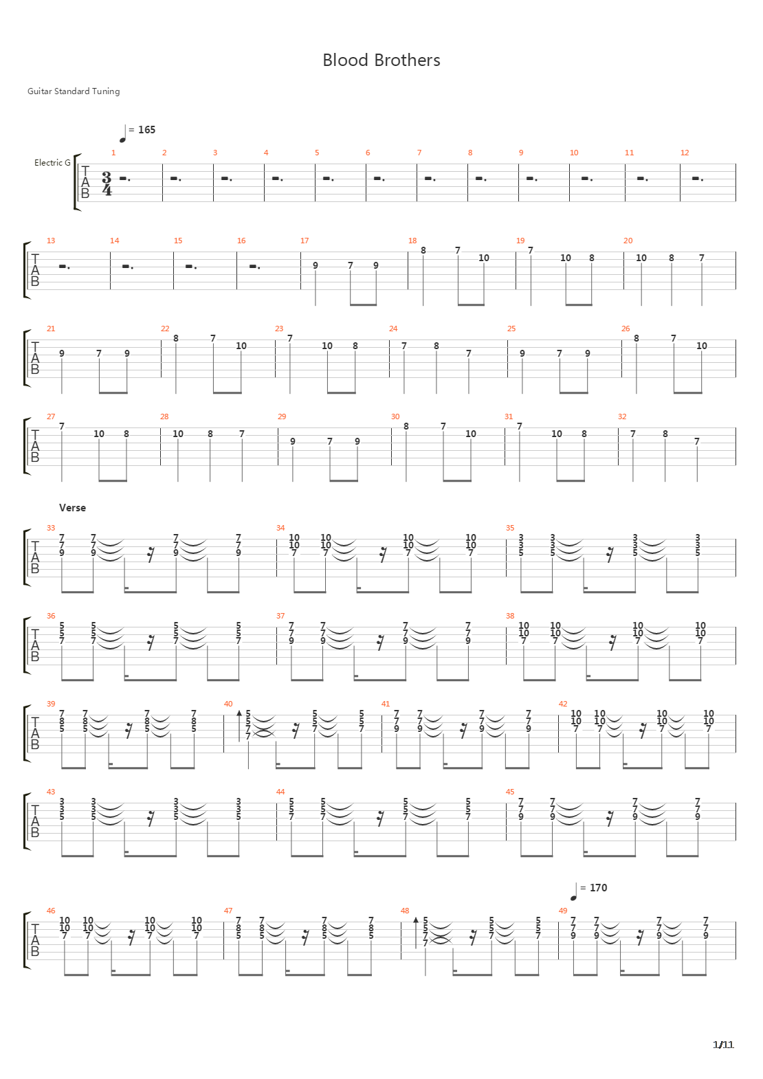 Blood Brothers吉他谱