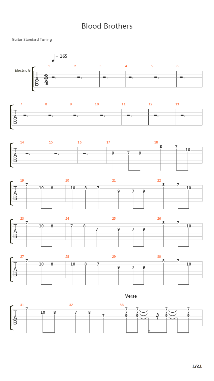 Blood Brothers吉他谱