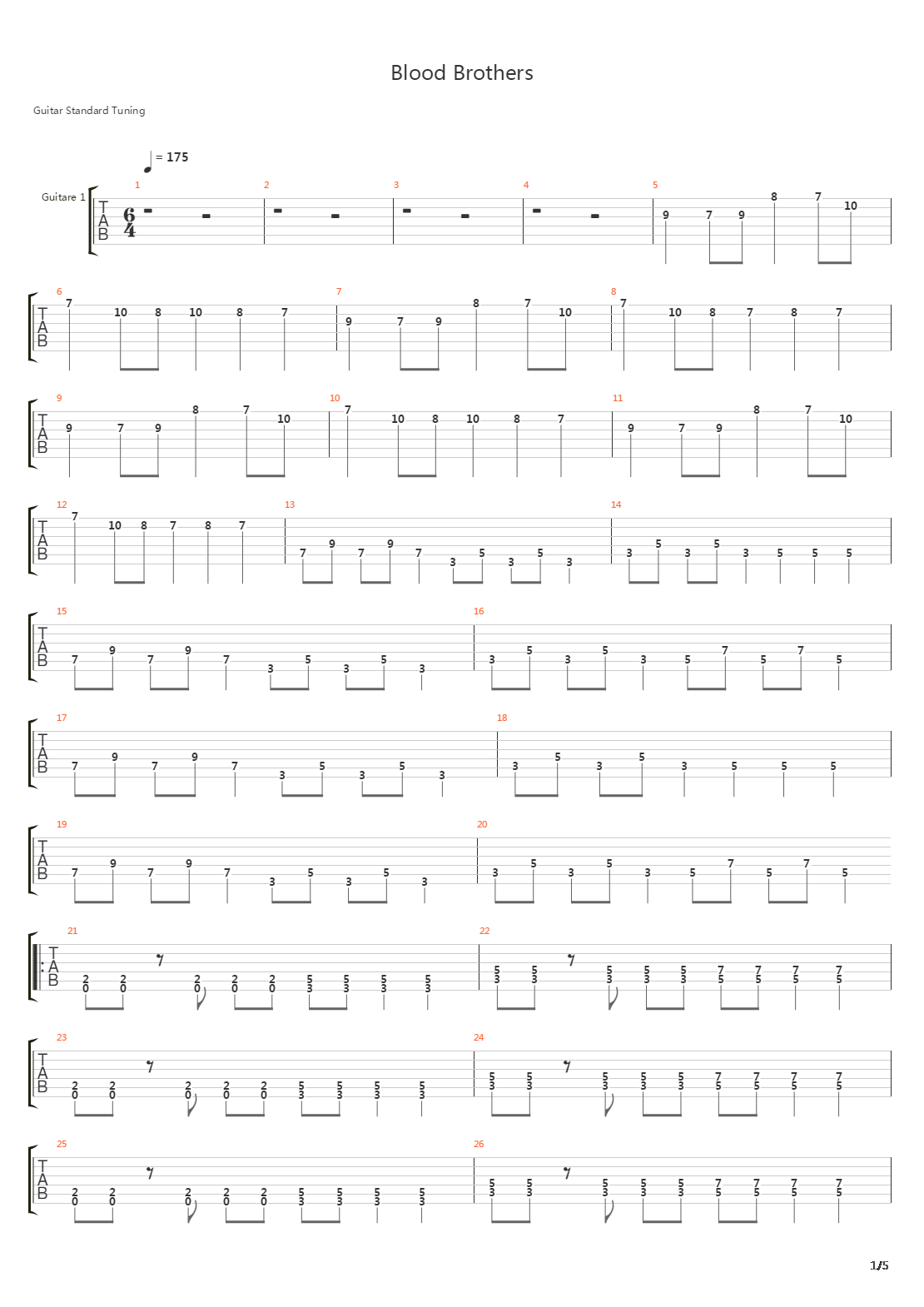 Blood Brothers吉他谱