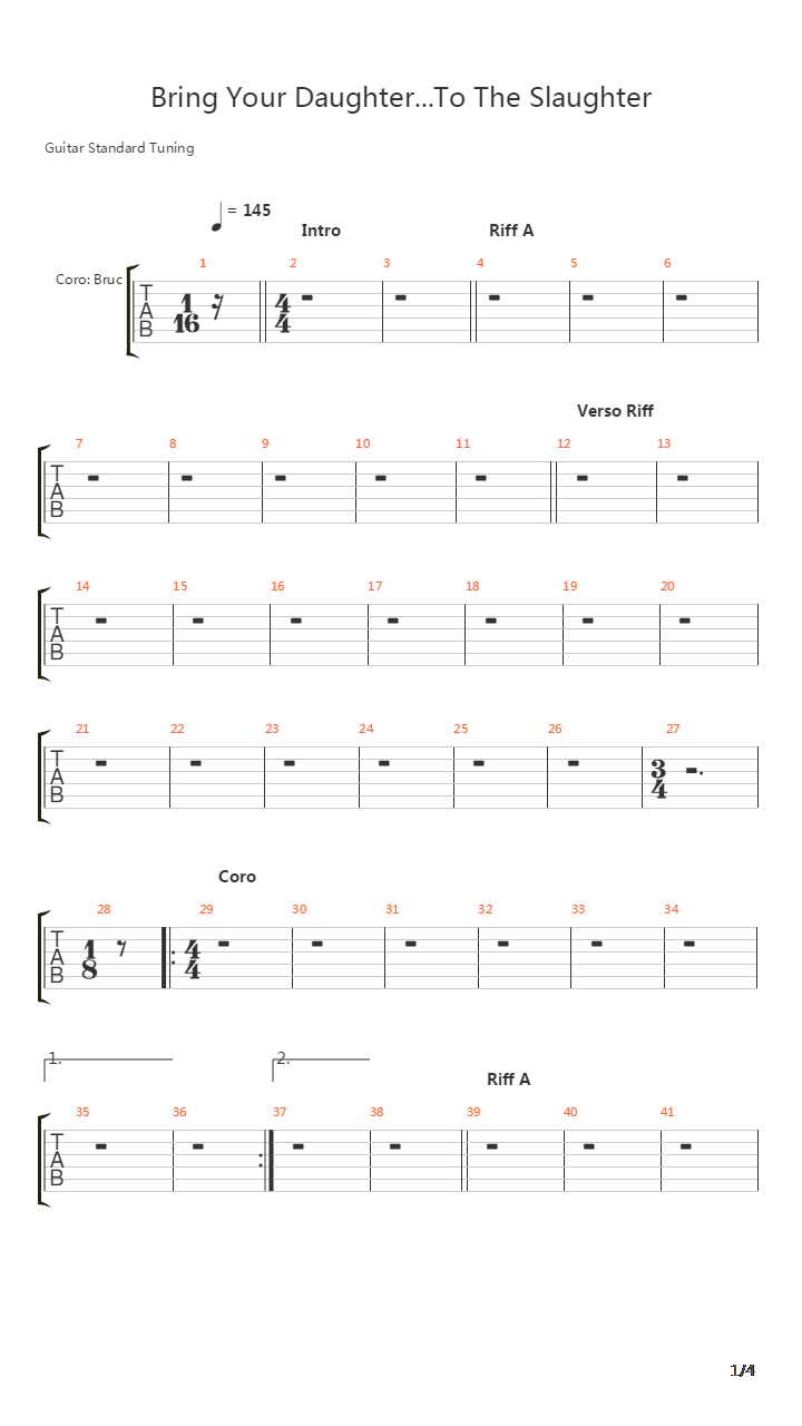 Bring Your Daughter To The Slaughter吉他谱