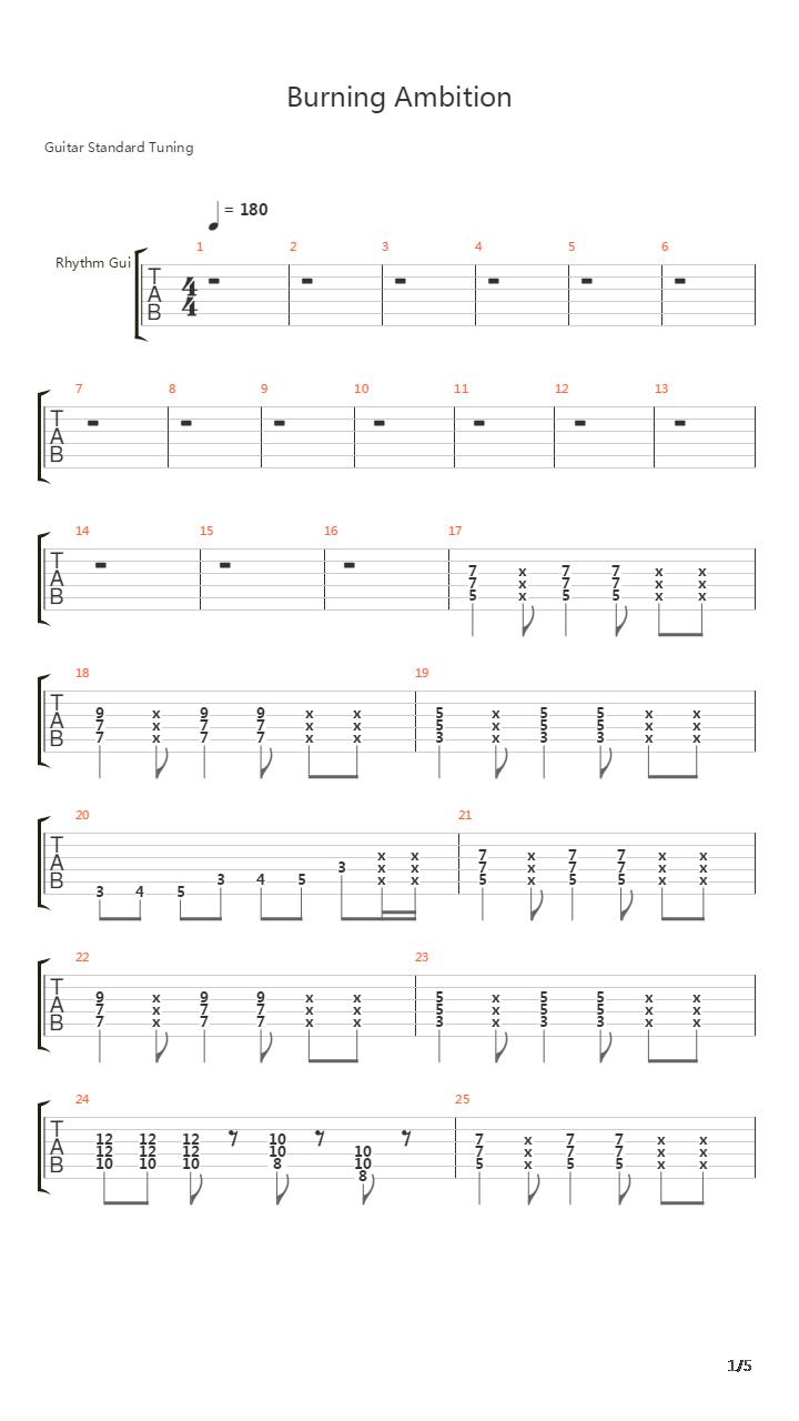 Burning Ambition吉他谱