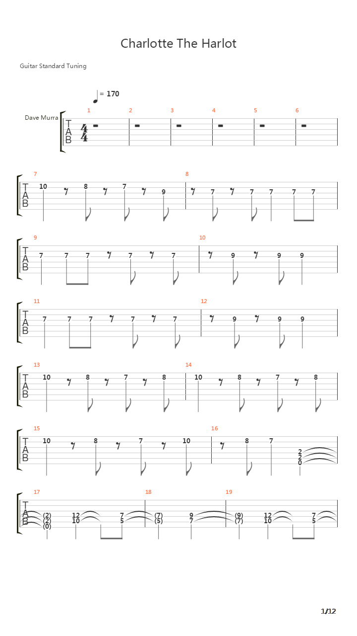Charlotte The Harlot吉他谱