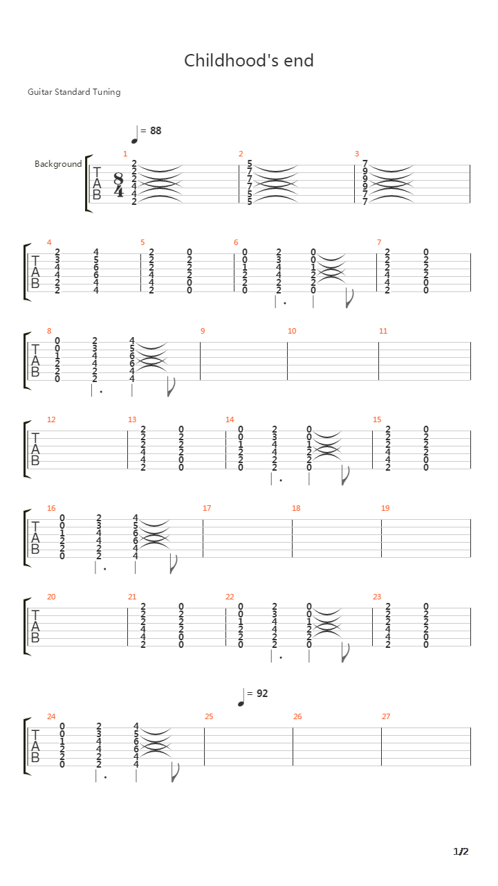 Childhoods End吉他谱