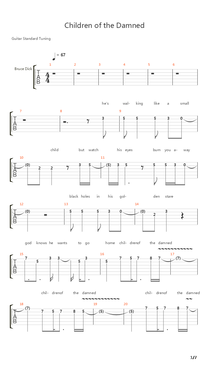 Children Of The Damned吉他谱