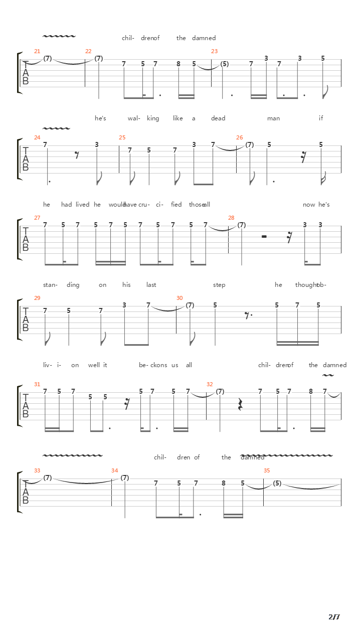 Children Of The Damned吉他谱