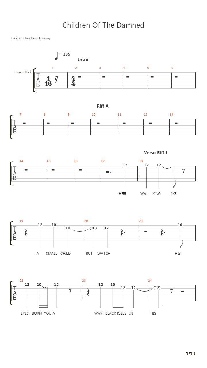 Children Of The Damned吉他谱