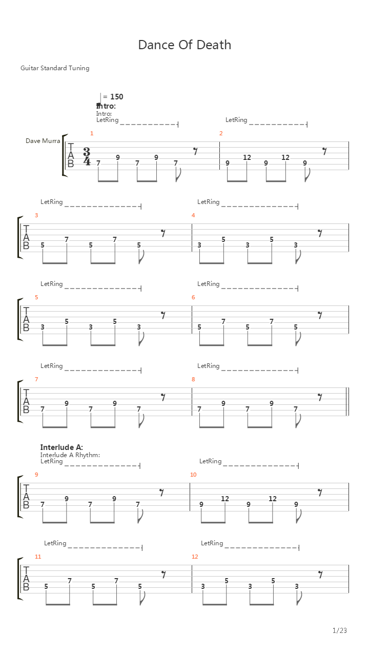 Dance Of Death吉他谱
