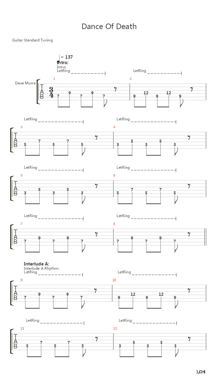 Dance Of Death吉他谱