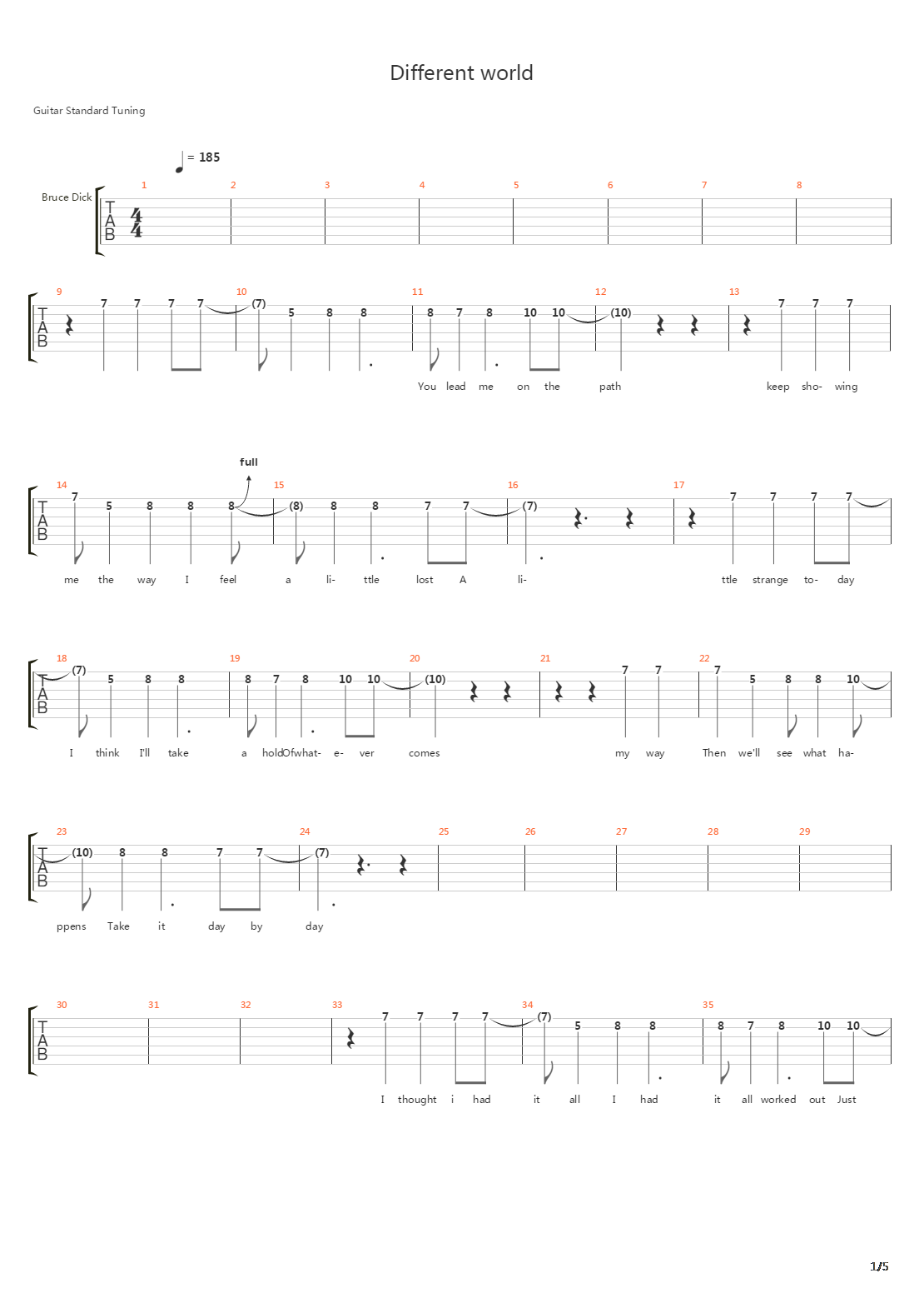 Different World吉他谱