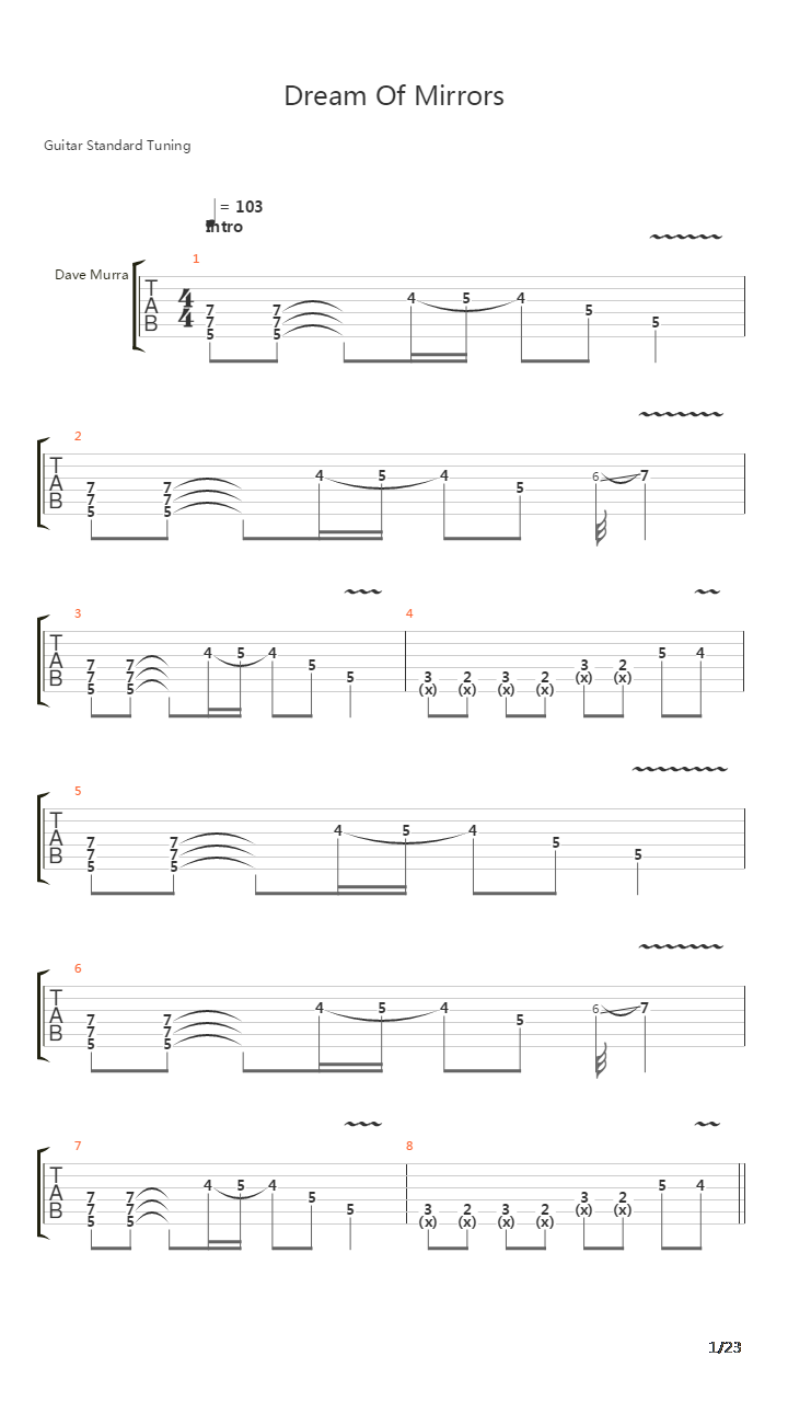 Dream Of Mirrors吉他谱