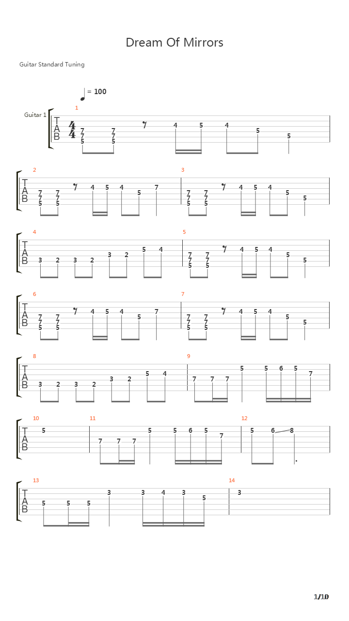 Dream Of Mirrors吉他谱