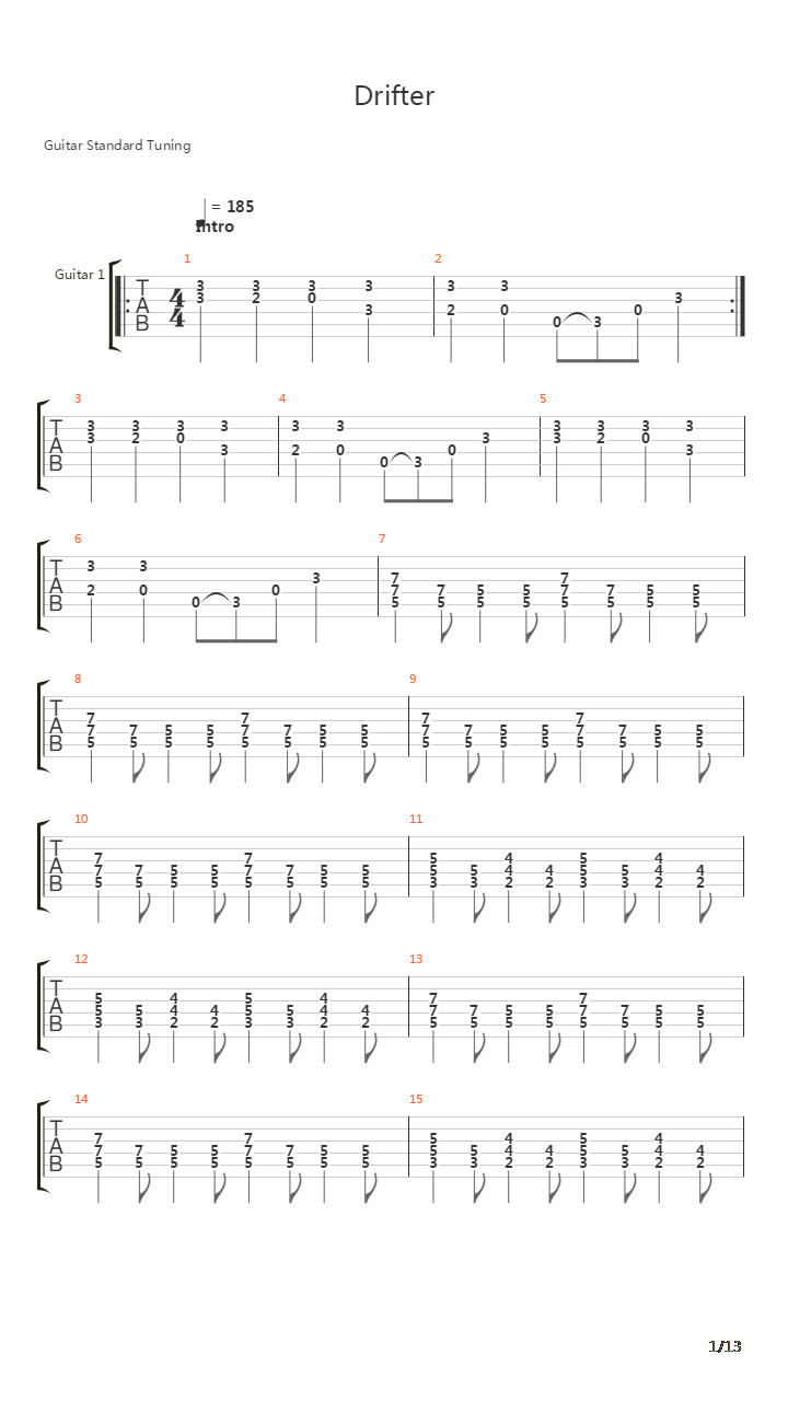Drifter吉他谱