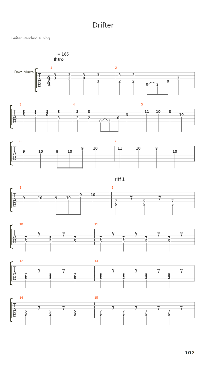 Drifter吉他谱
