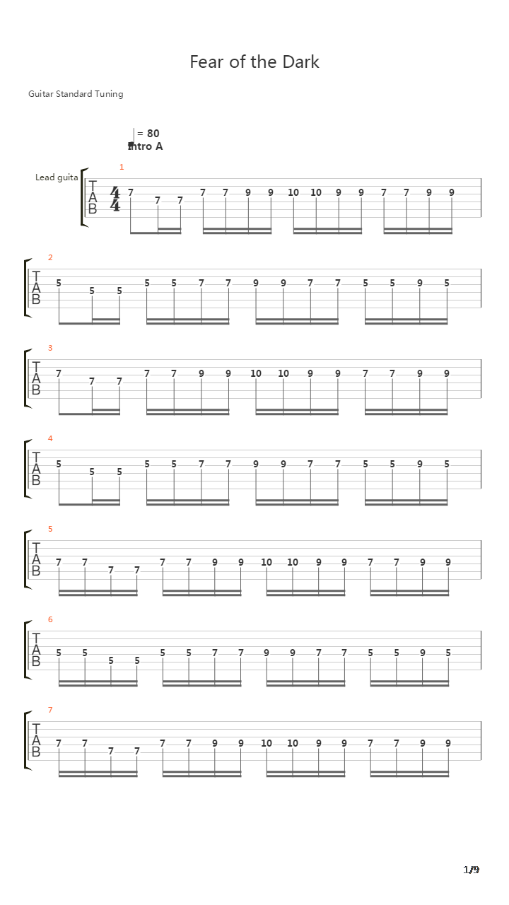 Fear Of The Dark吉他谱