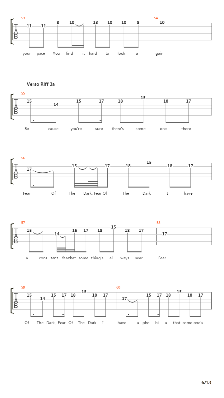 Fear Of The Dark吉他谱