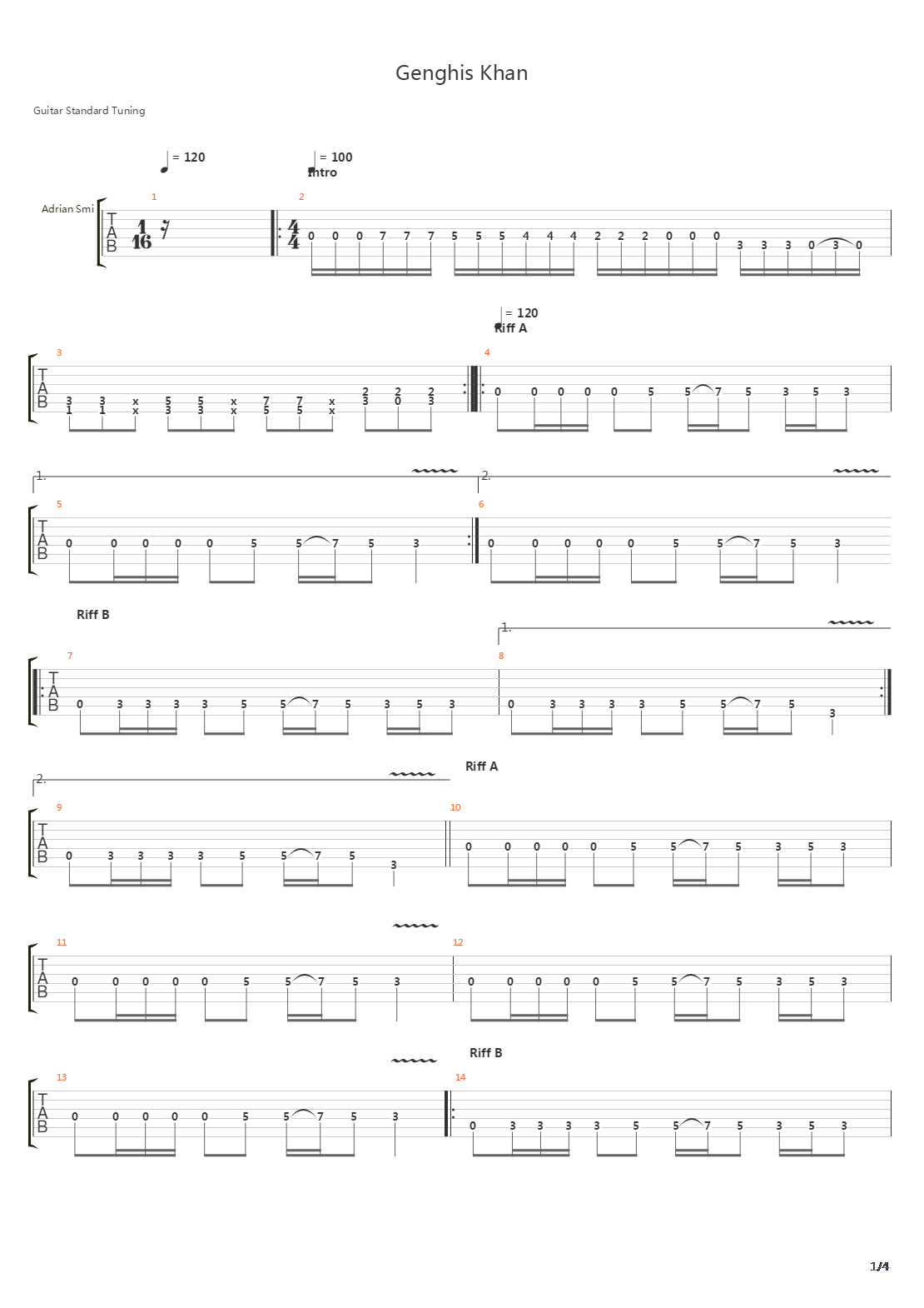 Genghis Khan吉他谱