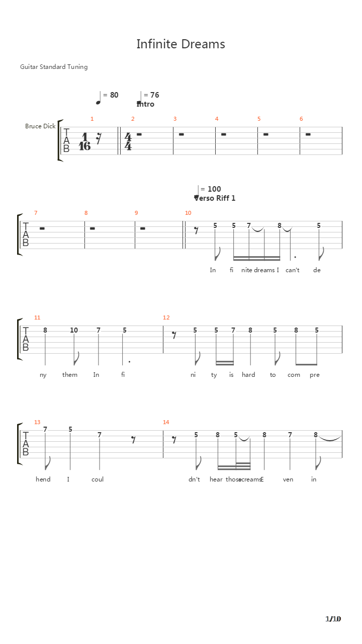 Infinite Dreams吉他谱