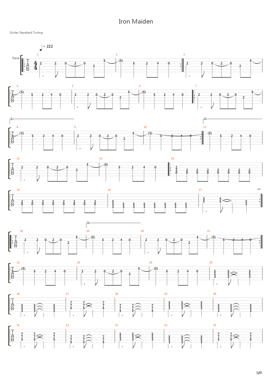 Iron Maiden吉他谱
