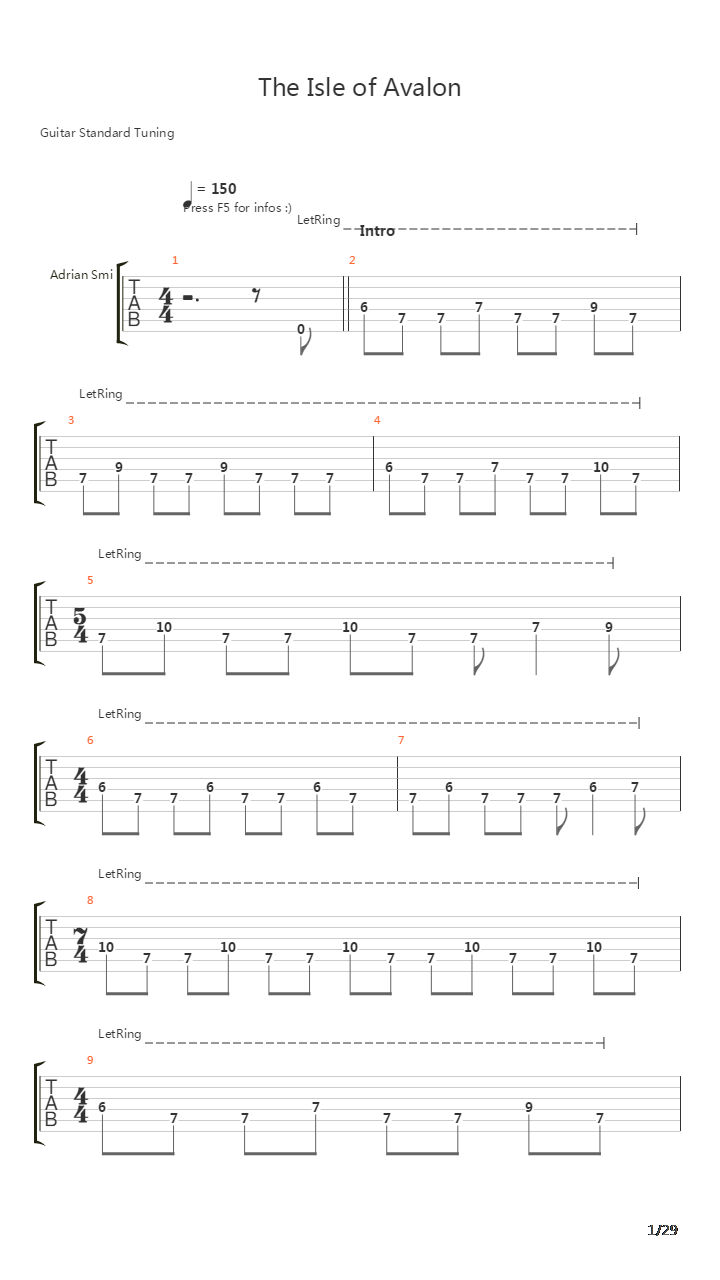 Isle Of Avalon吉他谱