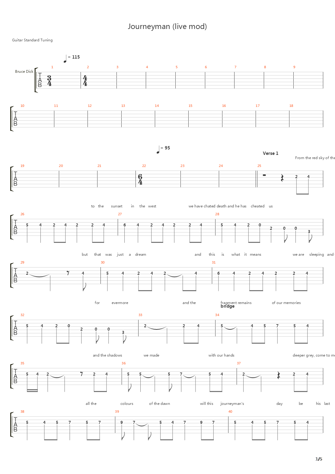 Journeyman吉他谱