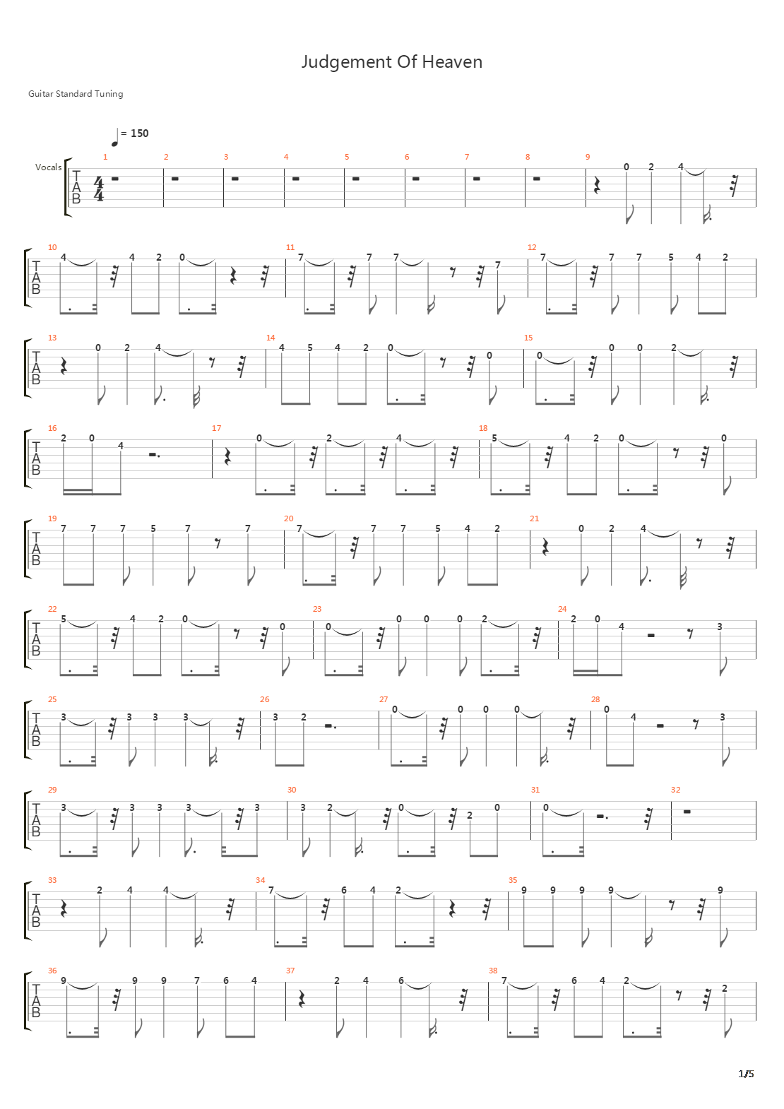 Judgement Of Heaven吉他谱