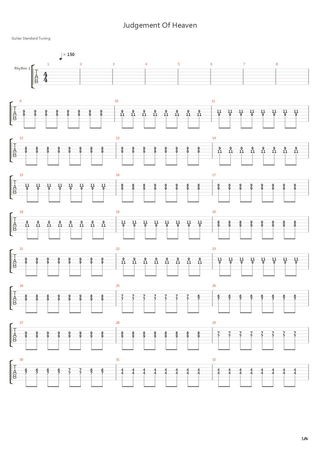 Judgement Of Heaven吉他谱