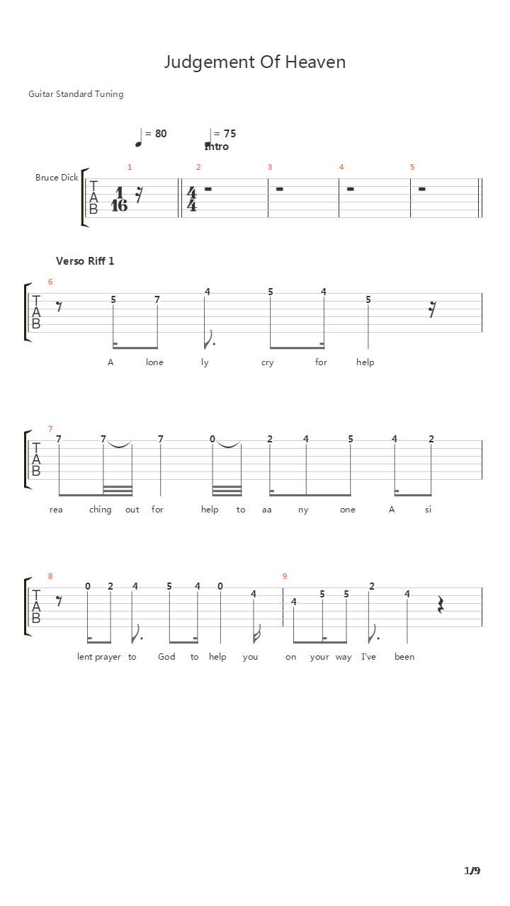 Judgement Of Heaven吉他谱