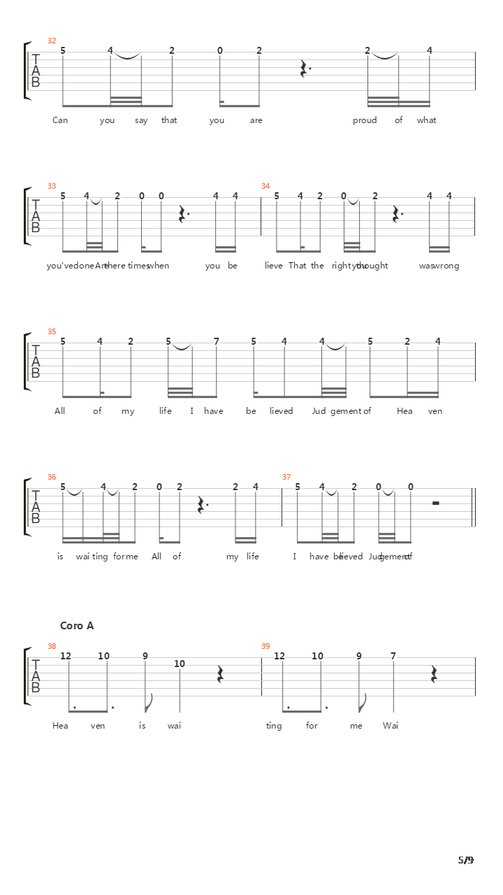 Judgement Of Heaven吉他谱