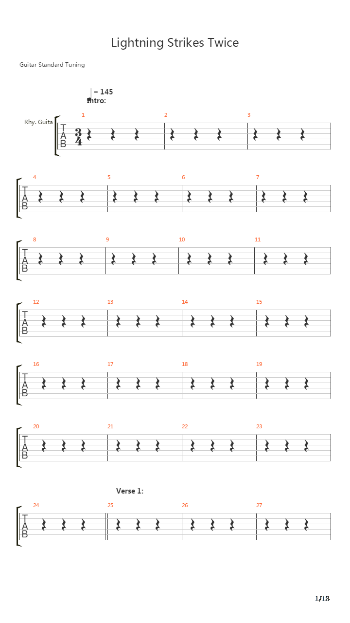 Lightning Strikes Twice吉他谱