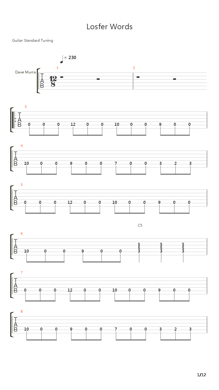 Losfer Words吉他谱