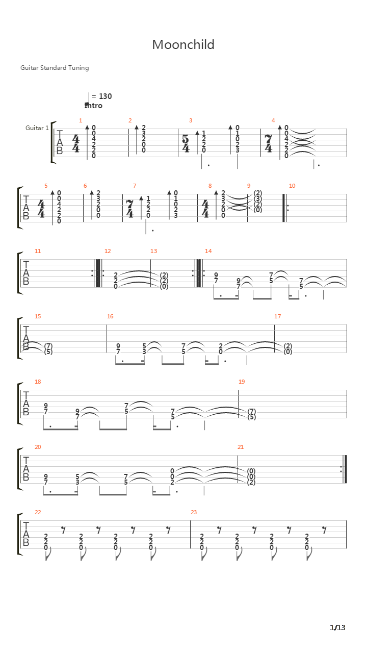 Moonchild吉他谱