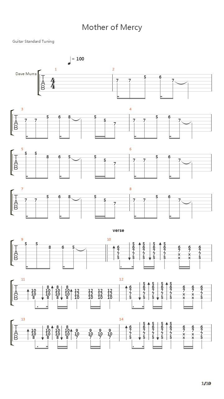 Mother Of Mercy吉他谱
