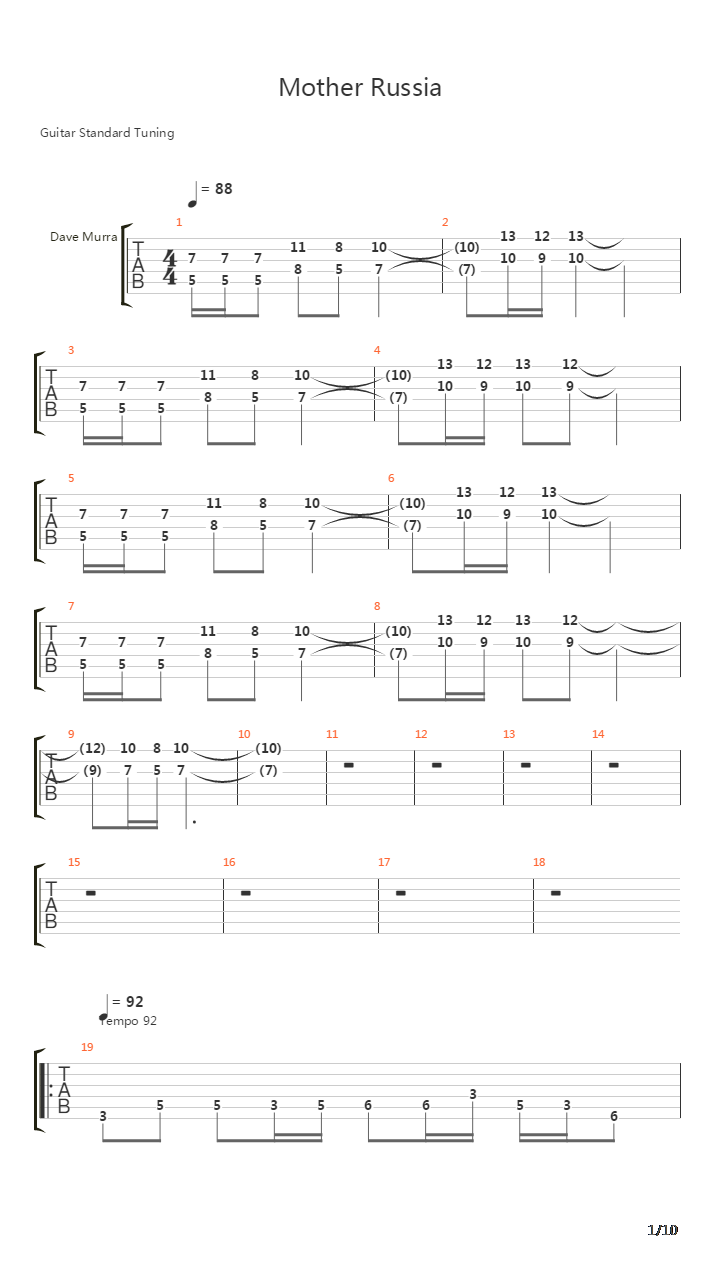 Mother Russia吉他谱