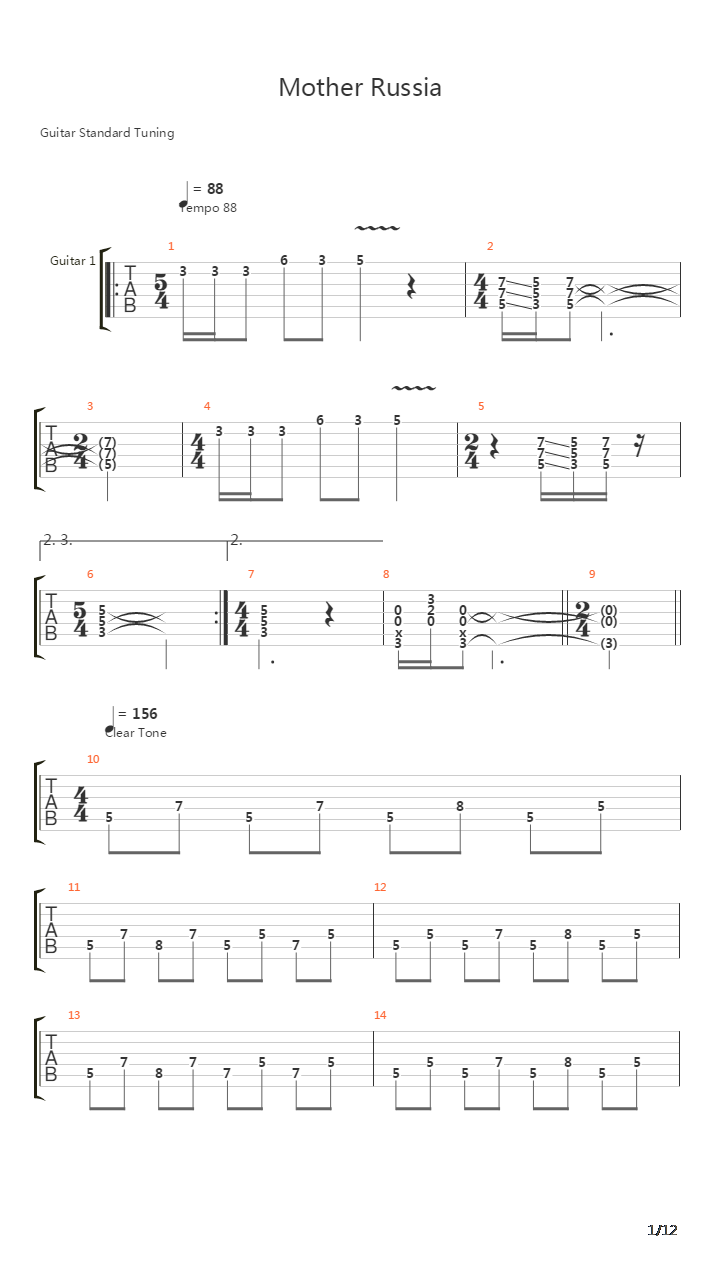 Mother Russia吉他谱