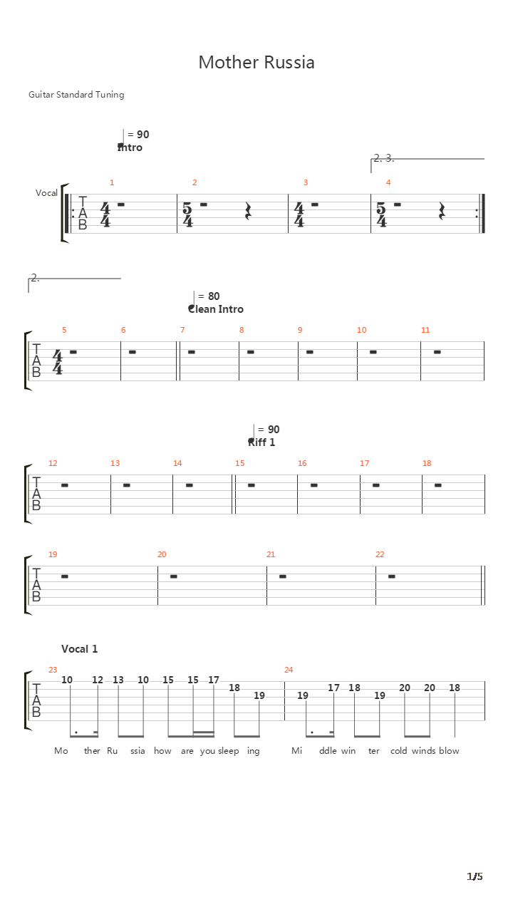 Mother Russia吉他谱