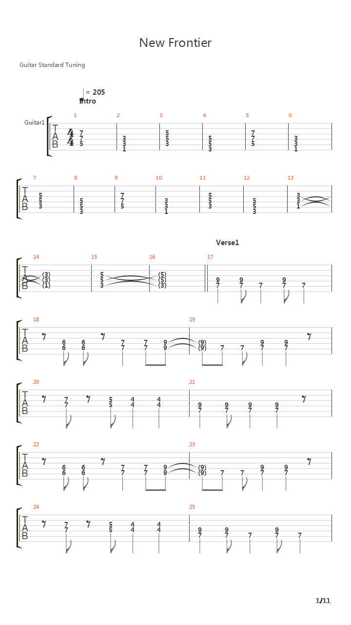 New Frontier吉他谱