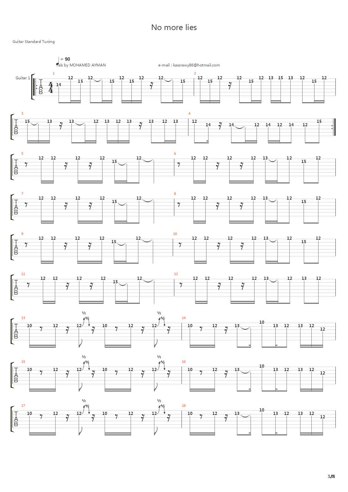 No More Lies吉他谱
