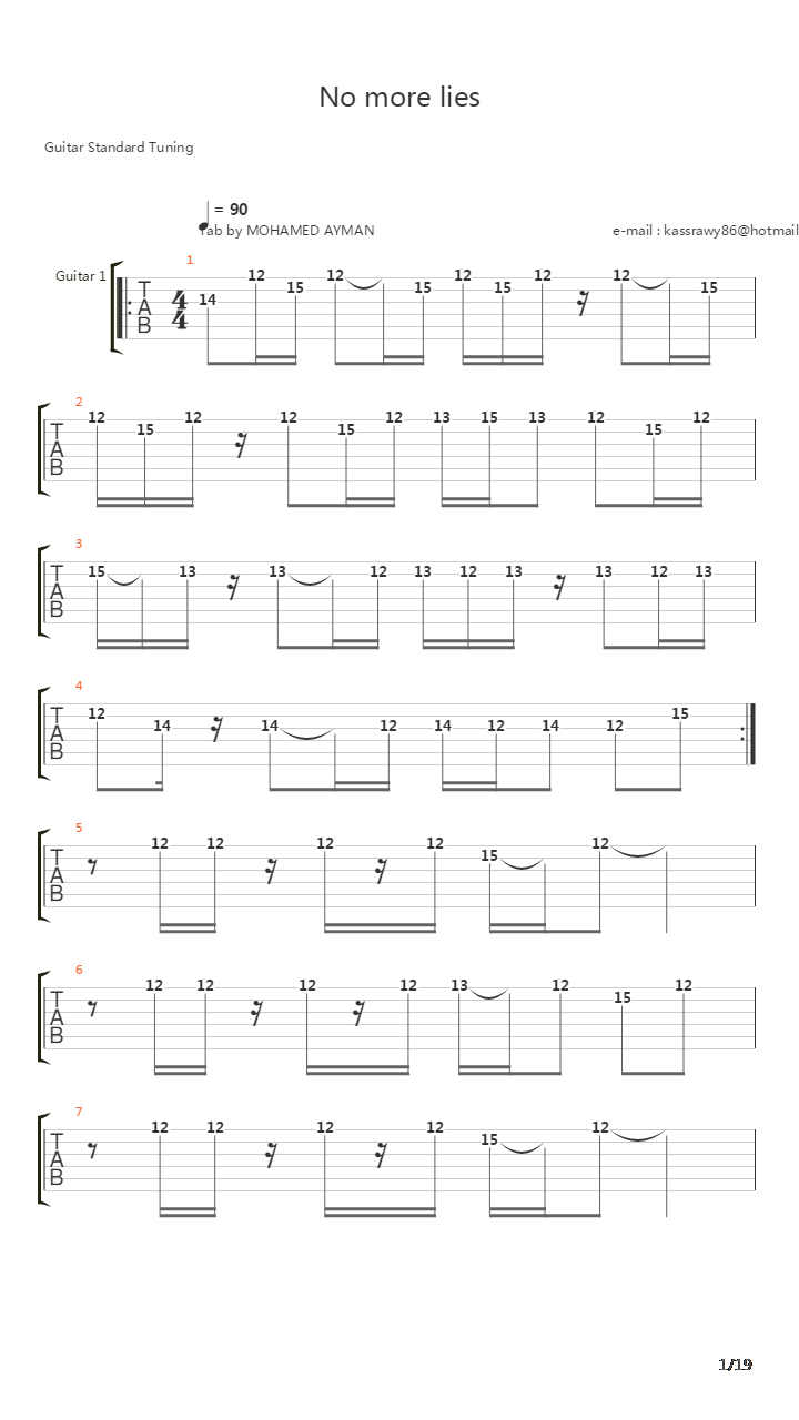 No More Lies吉他谱