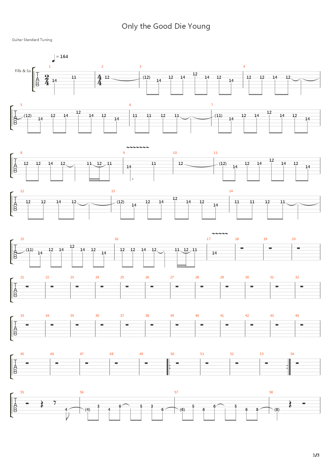 Only The Good Die Young吉他谱