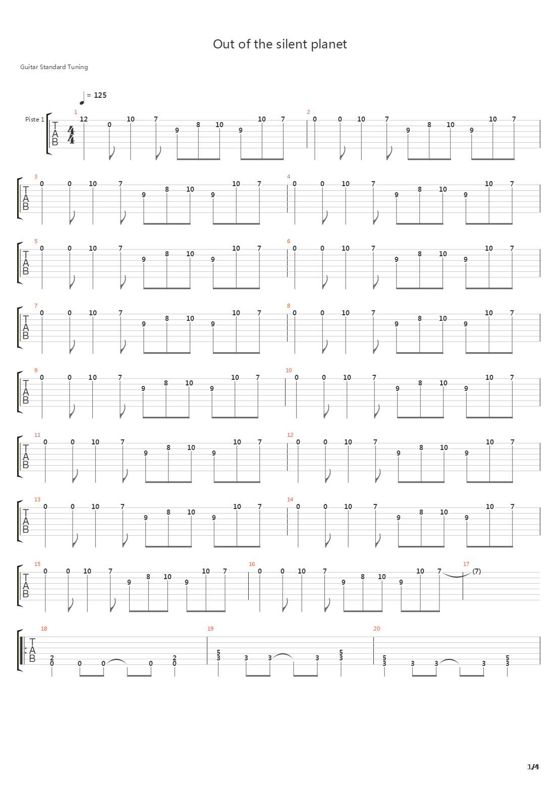 Out Of The Silent Planet吉他谱