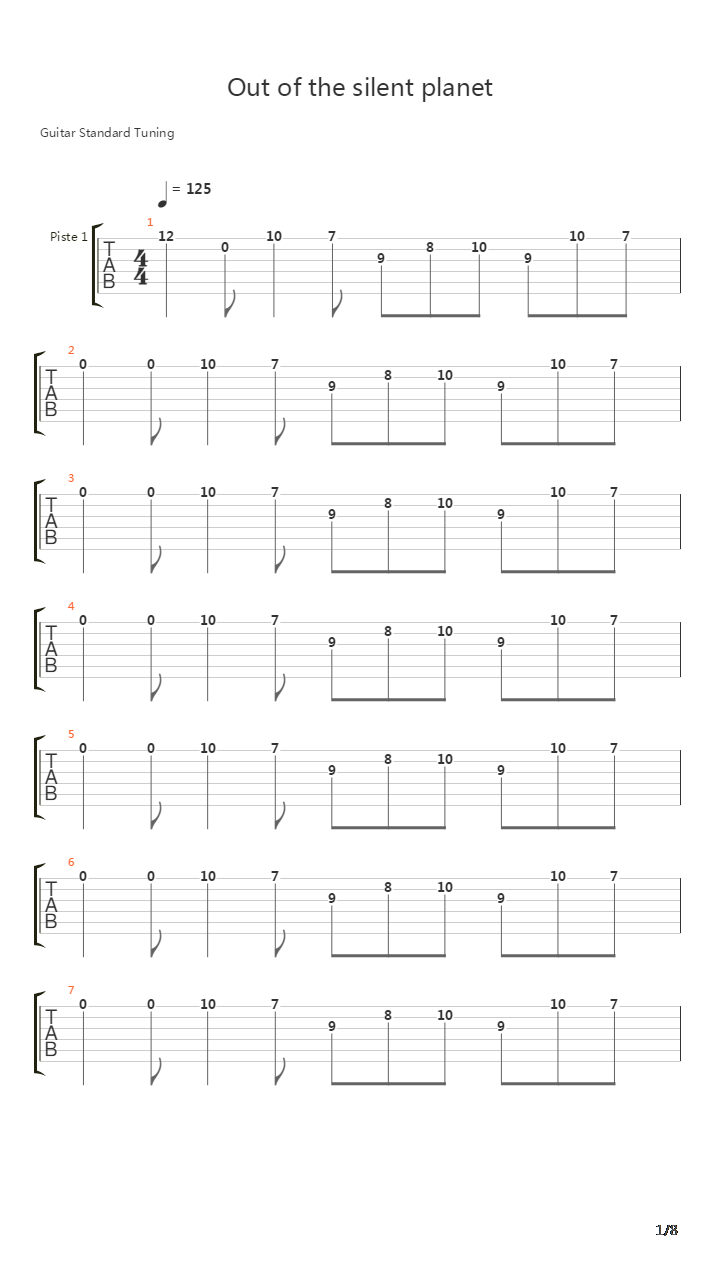 Out Of The Silent Planet吉他谱
